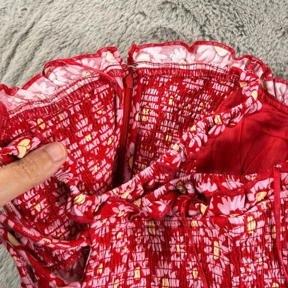 NWT Free People Lucinda Printed Midi Dress CottageFloral Smocked Size L Sun Boho - Picture 11 of 16